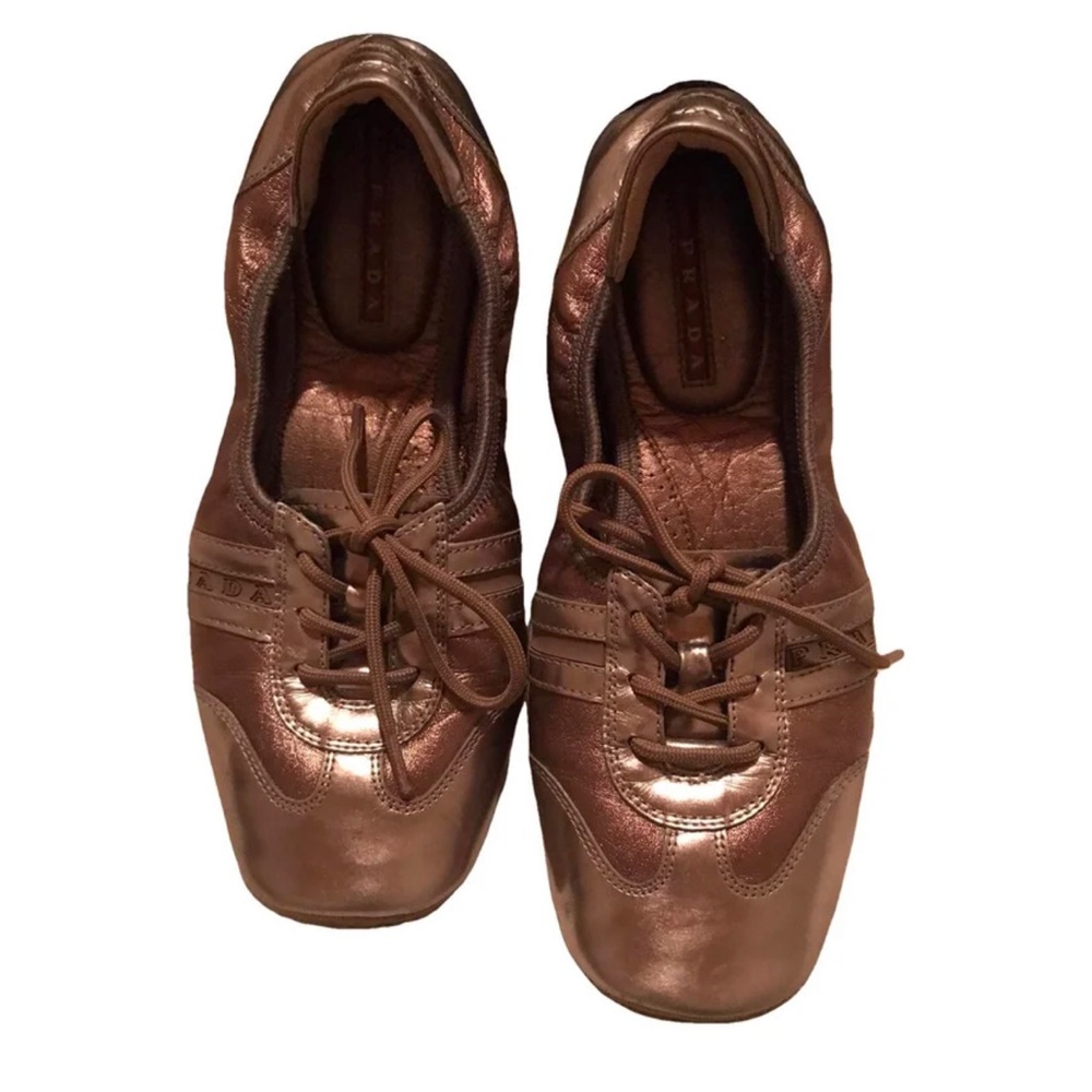 Prada laced up ballet flat shoes in size 36.5. They look to be in new condition